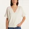 Montagut T-Shirts Et Débardeurs-T-shirt col V en coton - Devy 82-Ecru