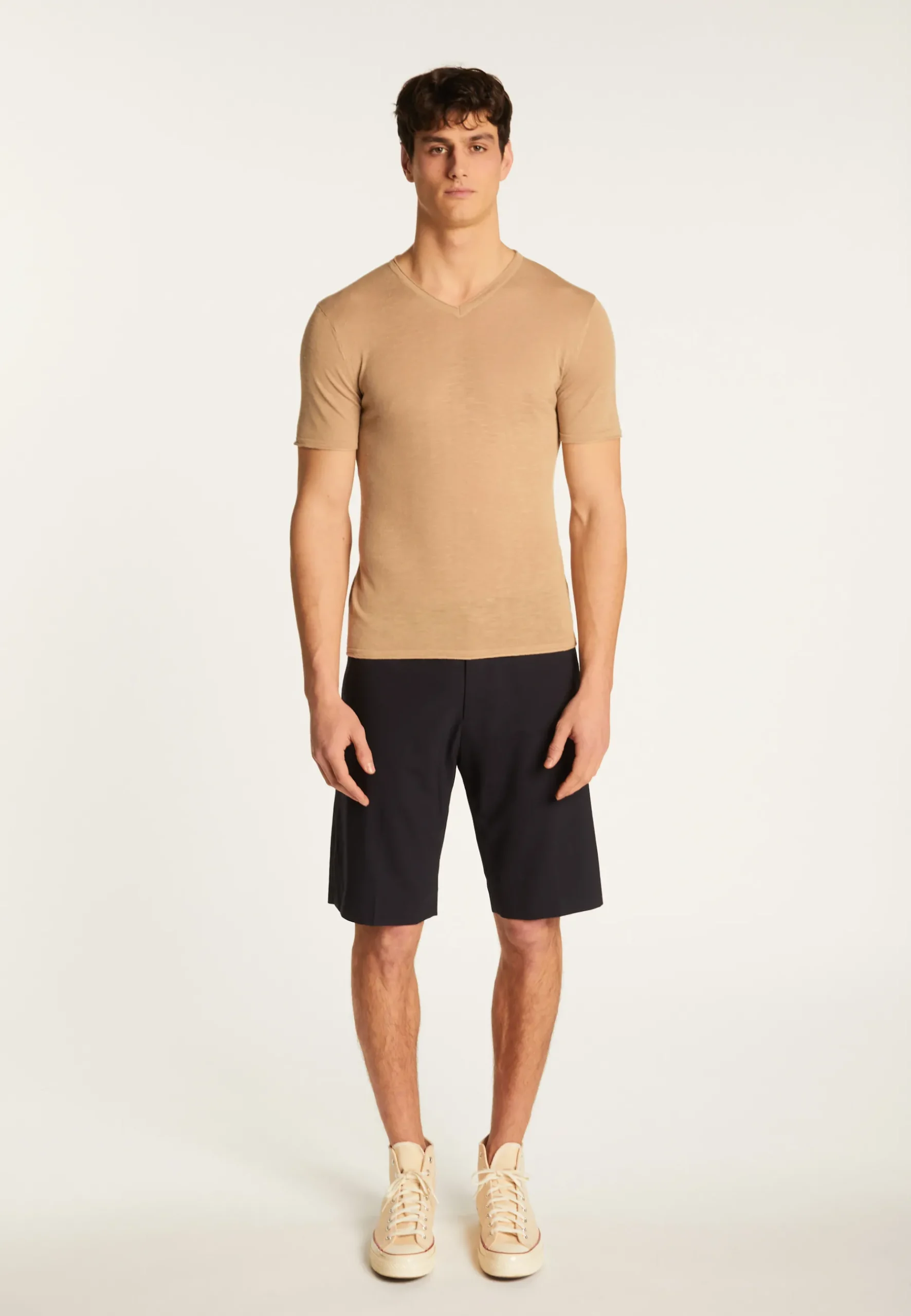 Montagut Polos Et T-Shirts-T-shirt col V en coton - Reuben 13-Beige moyen