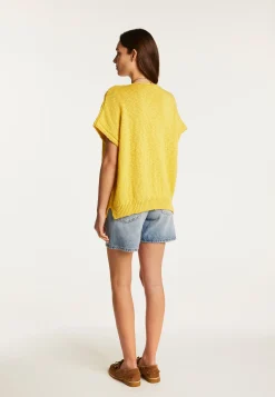 Montagut T-Shirts Et Débardeurs-T-shirt col V en coton et lin - Flavie 08-Jaune