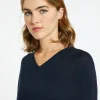Montagut Les Incontournables-T-shirt col V en fibre de bambou cachemire - Aeline 05-Bleu marine