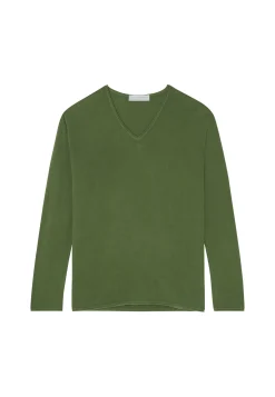 Montagut Les Incontournables-T-shirt col V en fibre de bambou cachemire - Aeline 83-Kaki