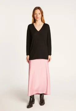 Montagut Les Incontournables-T-shirt col V en fibre de bambou cachemire - Aeline 01-Noir