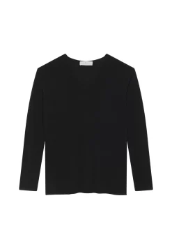 Montagut Les Incontournables-T-shirt col V en fibre de bambou cachemire - Aeline 01-Noir