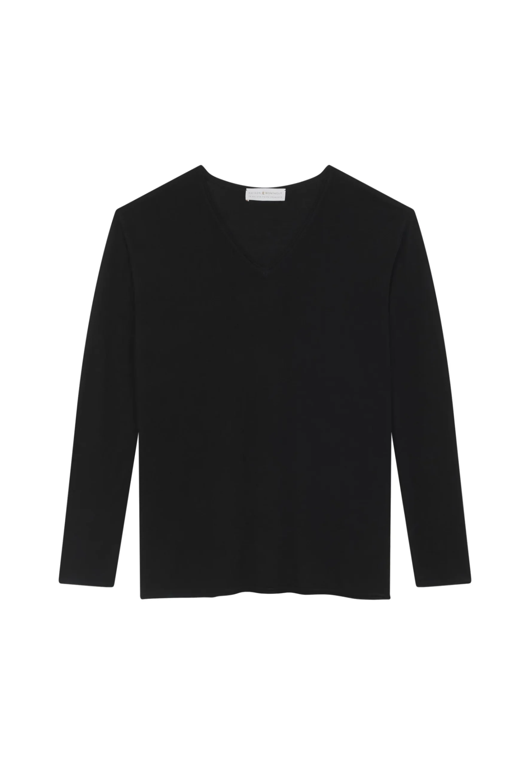 Montagut Les Incontournables-T-shirt col V en fibre de bambou cachemire - Aeline 01-Noir
