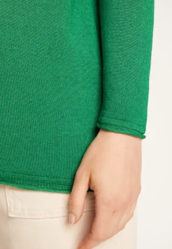 Montagut Les Incontournables-T-shirt col V en fibre de bambou cachemire - Aeline 22-Vert moyen