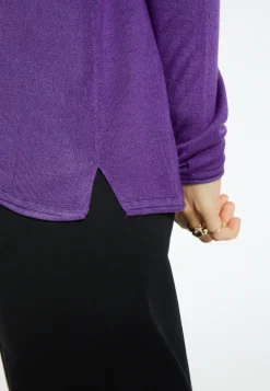 Montagut Les Incontournables-T-shirt col V en fibre de bambou cachemire - Aeline 17-Violet