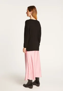 Montagut Les Incontournables-T-shirt col V en fibre de bambou cachemire - Aeline 01-Noir