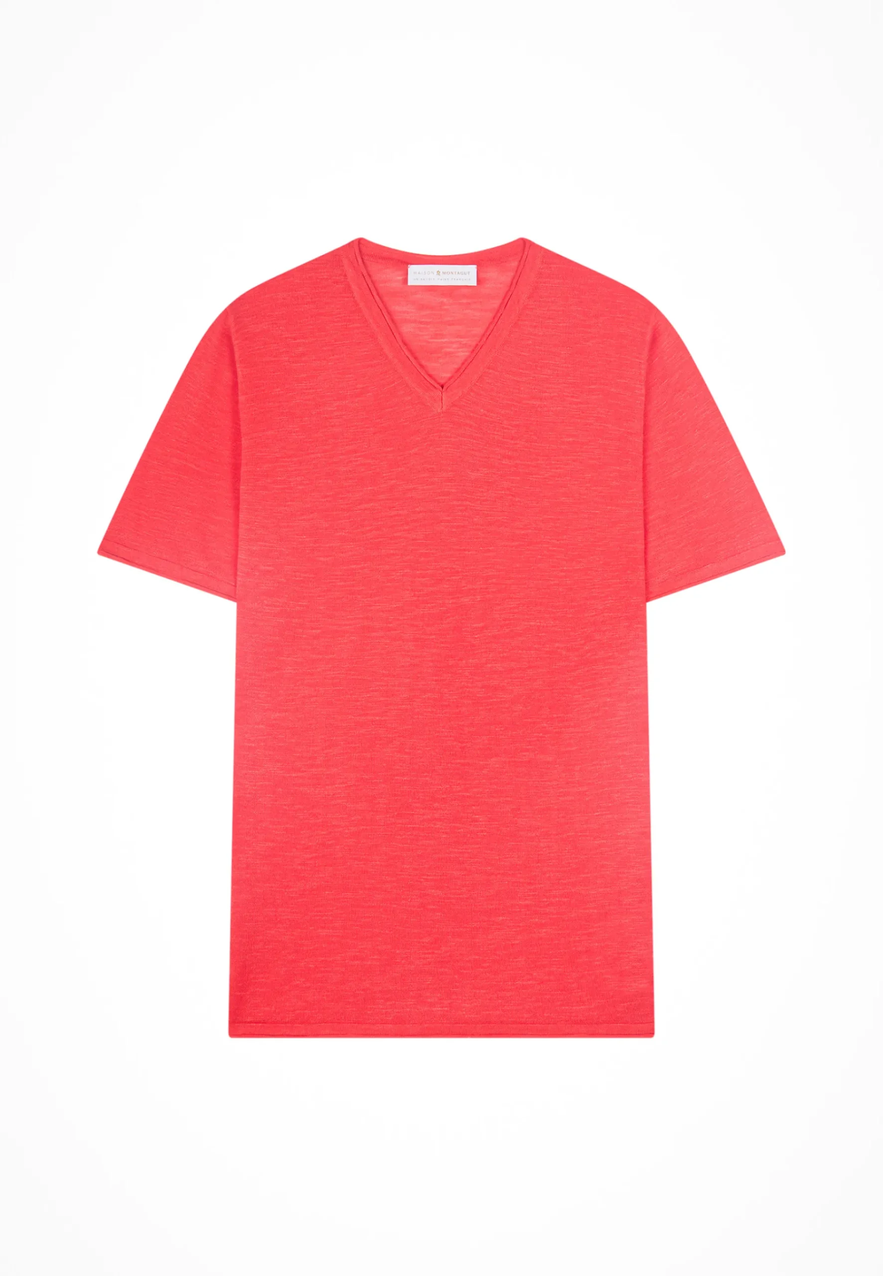 Montagut Polos Et T-Shirts-T-shirt col V en lin flammé - Reuben 52-Rouge