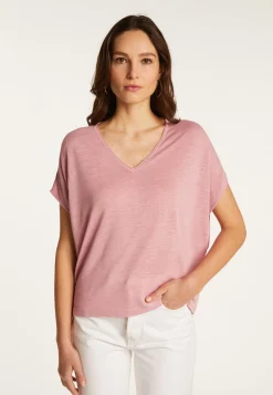 Montagut T-Shirts Et Débardeurs-T-shirt col V en lin flammé - Larra 24-Rose clair