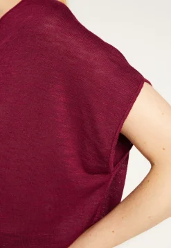 Montagut T-Shirts Et Débardeurs-T-shirt col V en lin flammé - Larra 51-Bordeaux