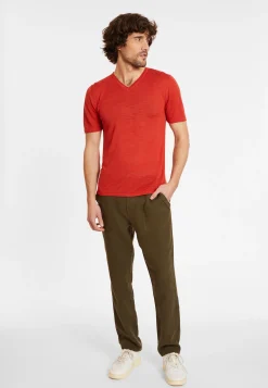 Montagut Polos Et T-Shirts-T-shirt col V en lin flammé - Reuben 20-Rouge foncé