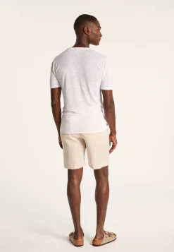 Montagut Polos Et T-Shirts-T-shirt col V en lin flammé - Reuben 02-Blanc