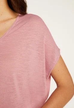 Montagut T-Shirts Et Débardeurs-T-shirt col V en lin flammé - Larra 24-Rose clair