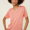 Montagut T-Shirts Et Débardeurs-T-shirt col V Fil Lumière manches courtes à motifs - Elise 24-Rose clair