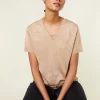 Montagut T-Shirts Et Débardeurs-T-shirt col V Fil Lumière manches courtes à motifs - Elise 13-Beige moyen