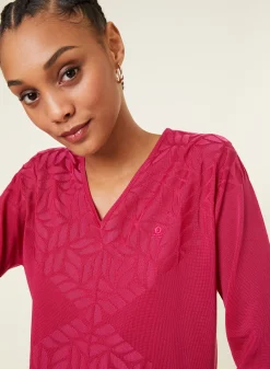Montagut T-Shirts Et Débardeurs-T-shirt col V manches coudes en Fil Lumière - Elsa 25-Rose moyen