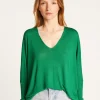 Montagut T-Shirts Et Débardeurs-T-shirt col V oversize en fibre de bambou cachemire - Rica 22-Vert moyen
