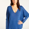 Montagut T-Shirts Et Débardeurs-T-shirt col V oversize en fibre de bambou cachemire - Rica 48-Bleu roi
