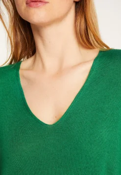 Montagut T-Shirts Et Débardeurs-T-shirt col V oversize en fibre de bambou cachemire - Rica 22-Vert moyen