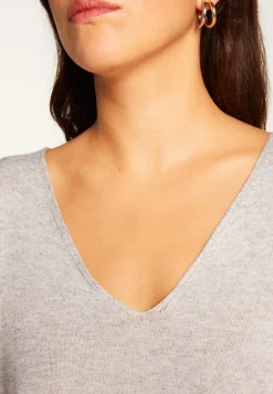 Montagut T-Shirts Et Débardeurs-T-shirt col V oversize en fibre de bambou cachemire - Rica 09-Gris moyen