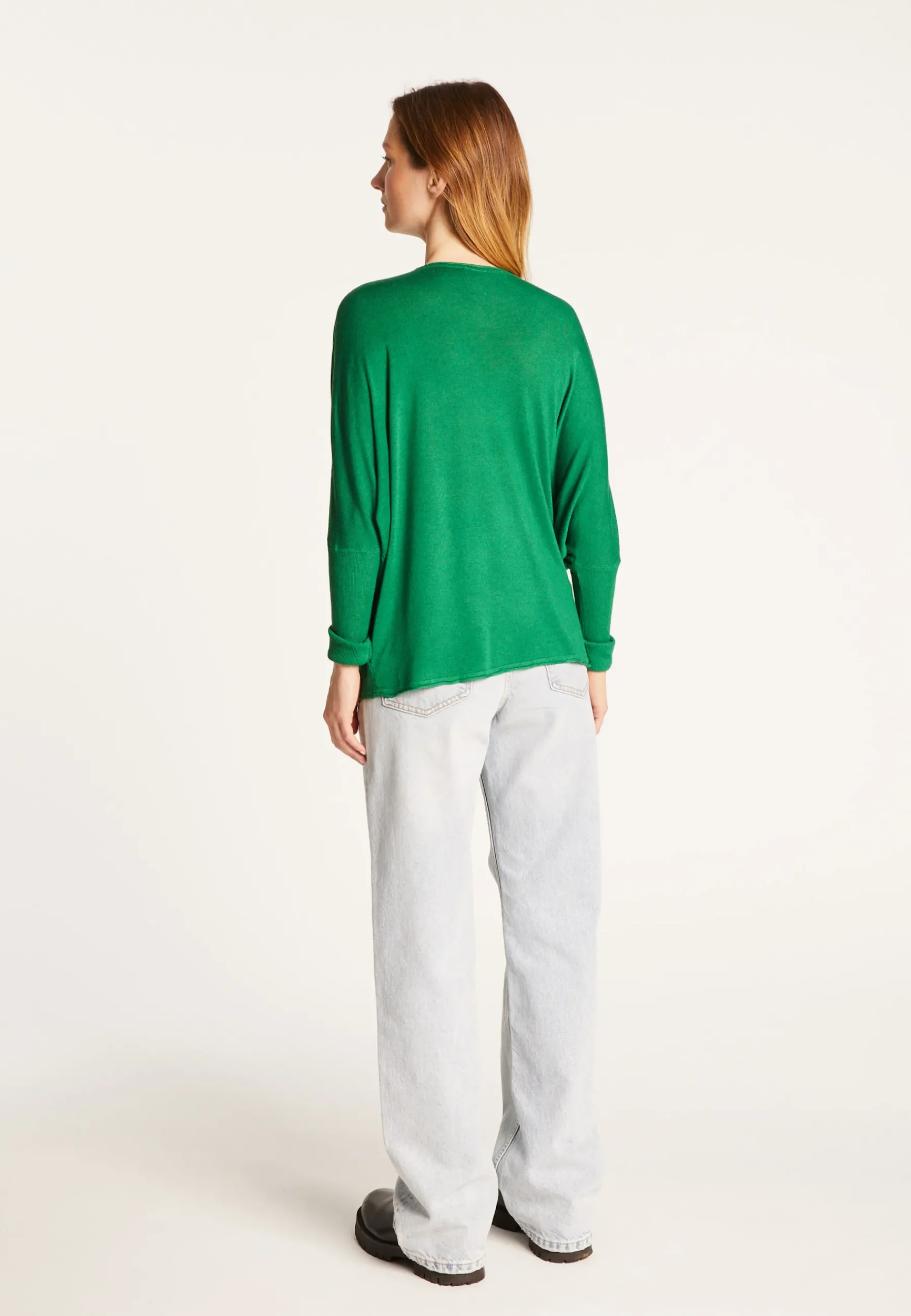 Montagut T-Shirts Et Débardeurs-T-shirt col V oversize en fibre de bambou cachemire - Rica 22-Vert moyen