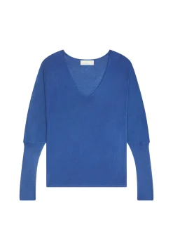 Montagut T-Shirts Et Débardeurs-T-shirt col V oversize en fibre de bambou cachemire - Rica 48-Bleu roi