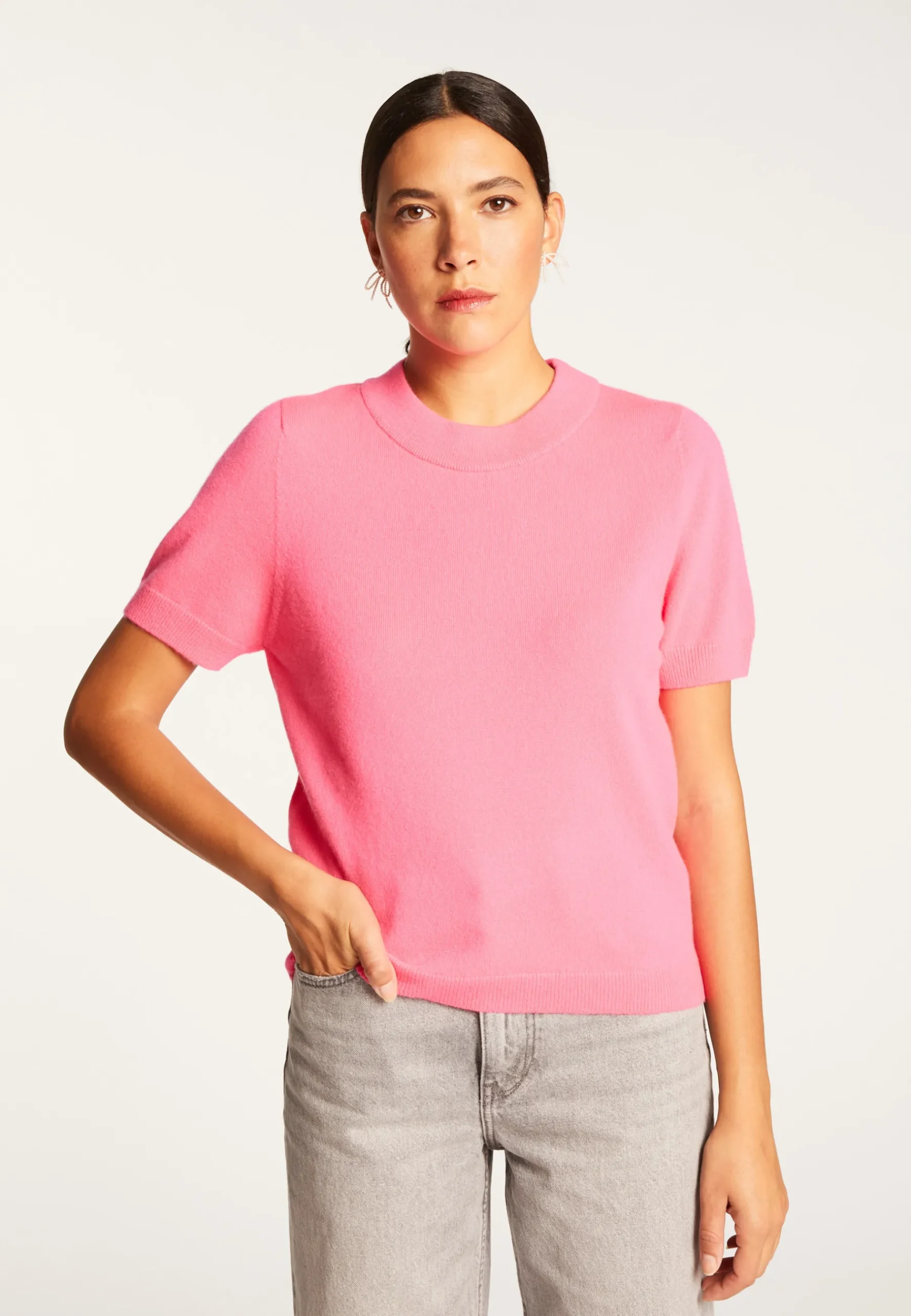 Montagut Les Incontournables-T-shirt en cachemire - Aubry 91-Fuchsia