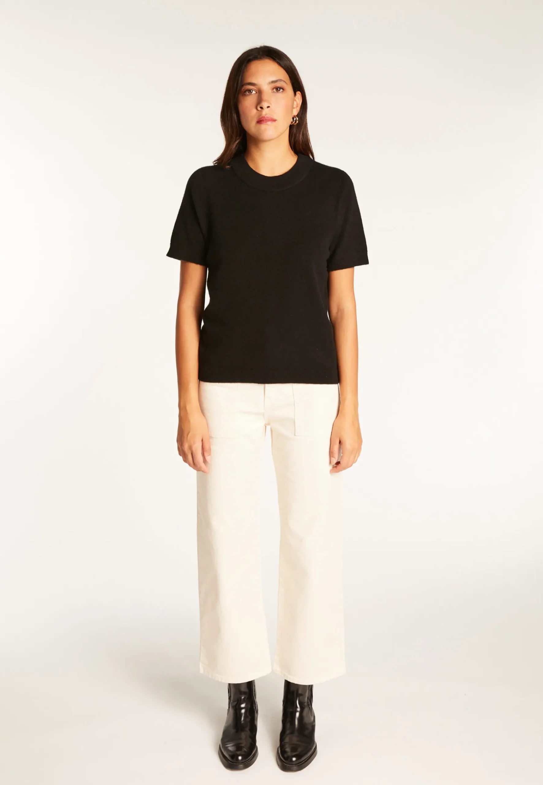 Montagut Les Incontournables-T-shirt en cachemire - Aubry 01-Noir