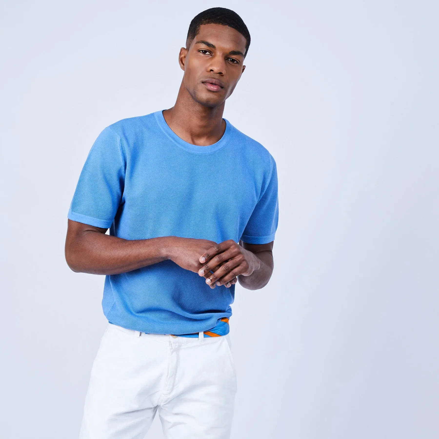 Montagut Polos Et T-Shirts-T-shirt en coton - Leonard 06-Bleu moyen