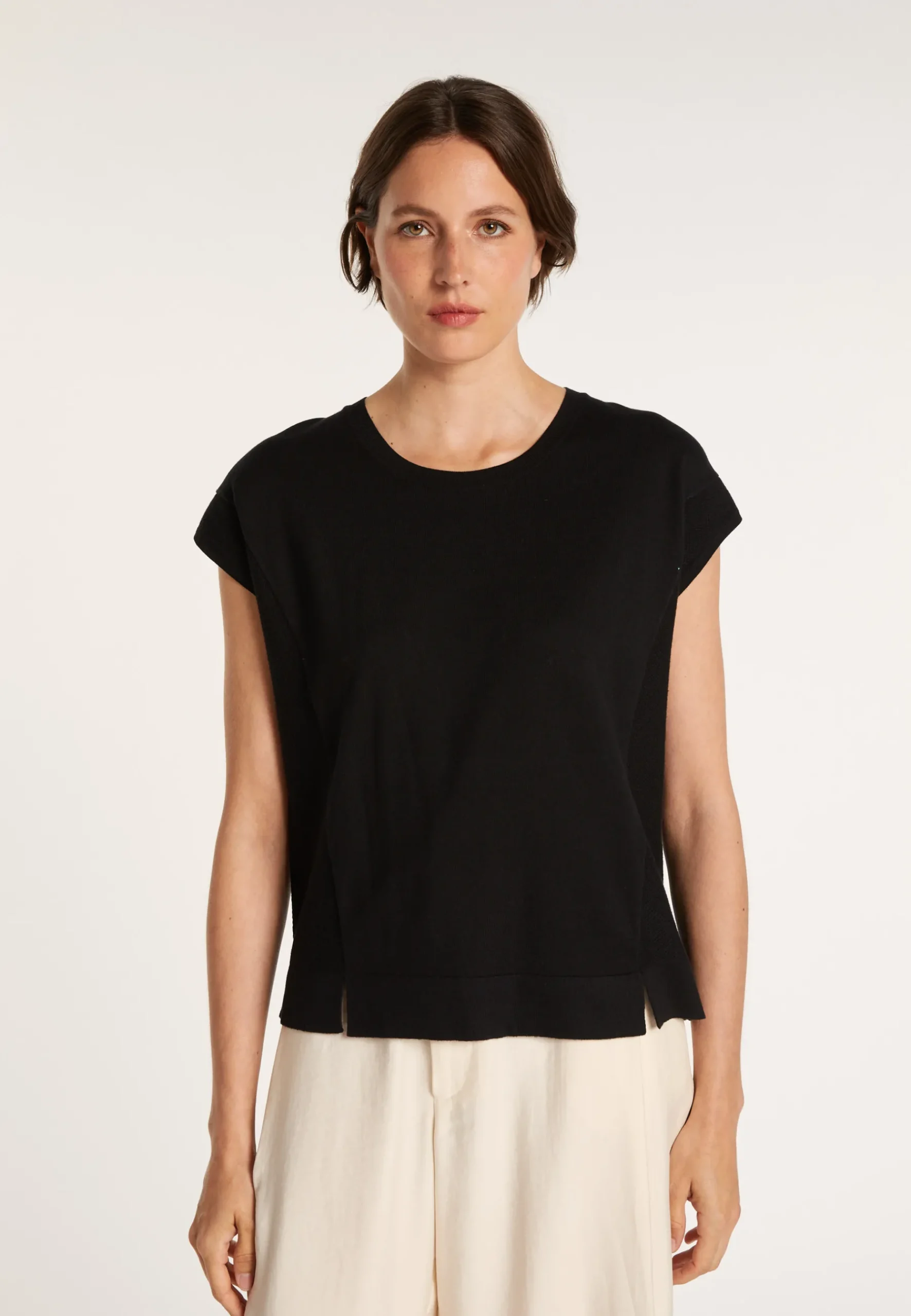 Montagut T-Shirts Et Débardeurs-T-shirt en coton et cachemire - Hato 01-Noir