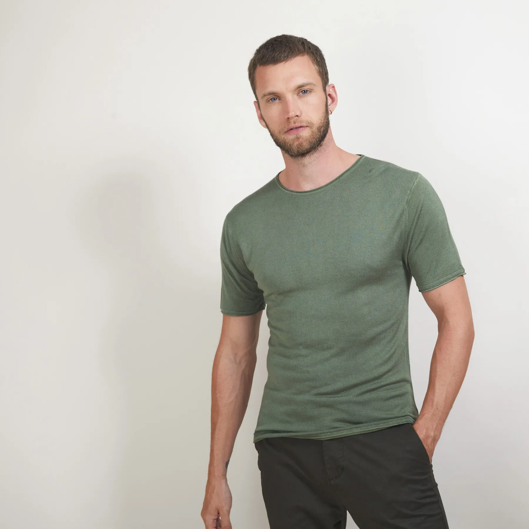Montagut Polos Et T-Shirts-T-shirt en fibre de Bambou Cachemire - Babel 83-Kaki