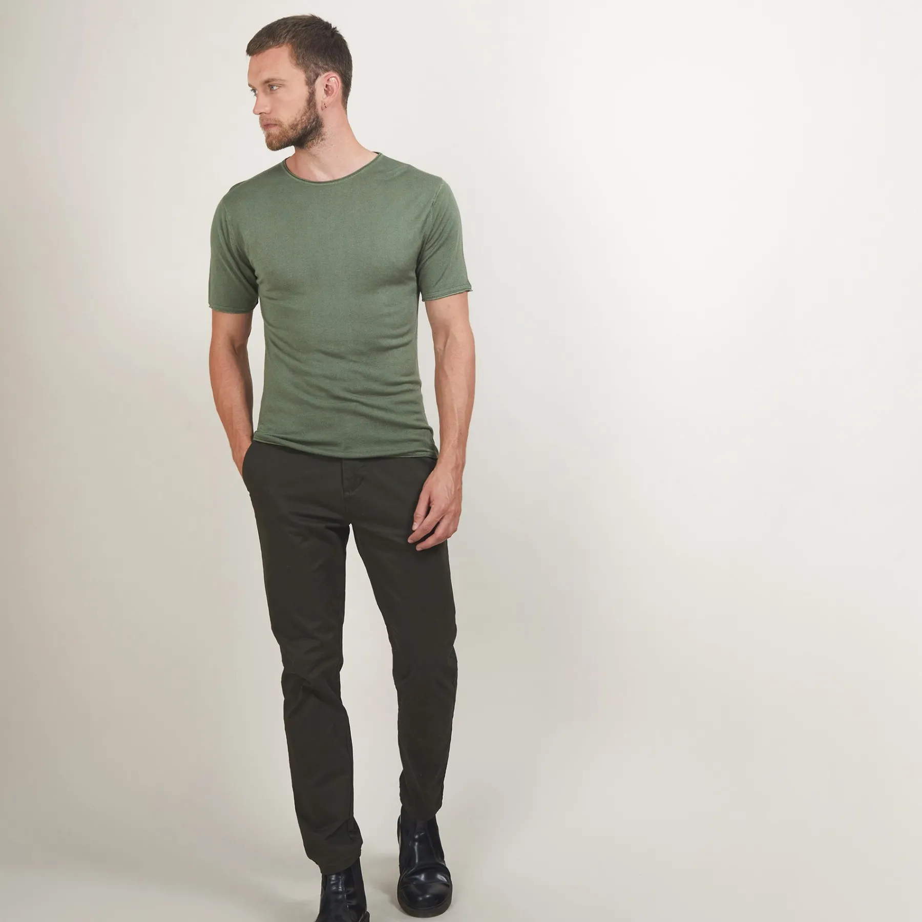 Montagut Polos Et T-Shirts-T-shirt en fibre de Bambou Cachemire - Babel 83-Kaki