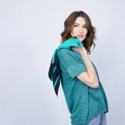 Montagut T-Shirts Et Débardeurs-T-shirt en lin col V boutonné - Maati 21-Vert foncé
