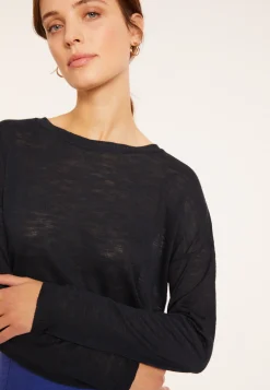 Montagut T-Shirts Et Débardeurs-T-shirt en lin flammé - Polly 05-Bleu marine