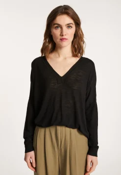 Montagut T-Shirts Et Débardeurs-T-shirt en lin flammé - Beja 01-Noir