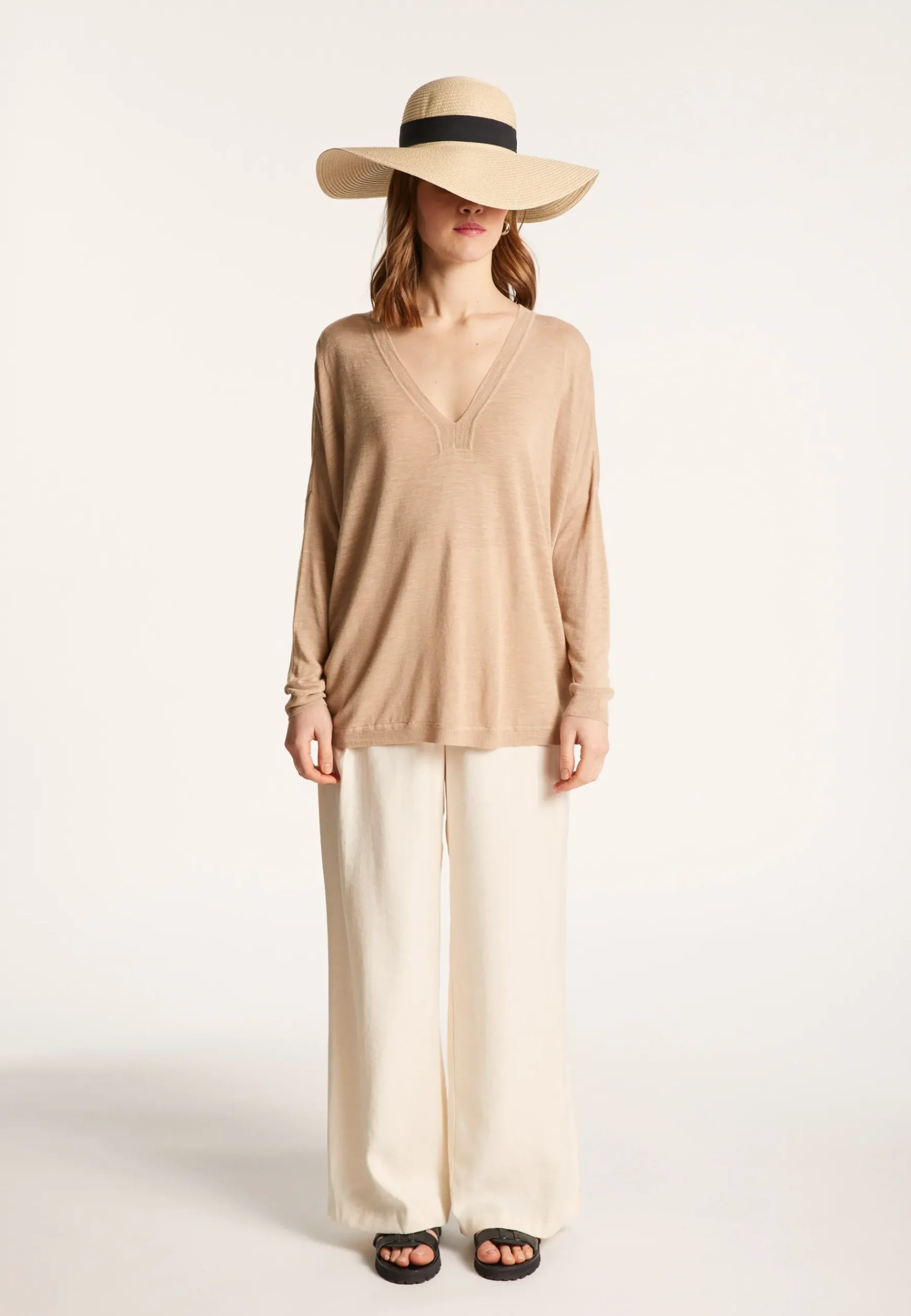 Montagut T-Shirts Et Débardeurs-T-shirt en lin flammé - Beja 13-Beige moyen
