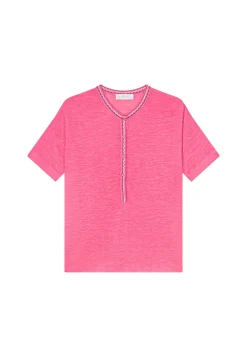 Montagut T-Shirts Et Débardeurs-T-shirt en lin flammé - Lauria 26-Rose foncé