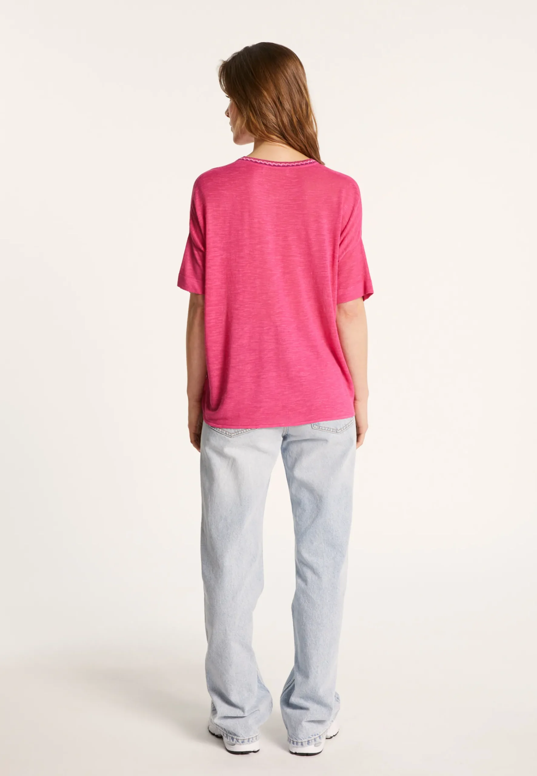 Montagut T-Shirts Et Débardeurs-T-shirt en lin flammé - Lauria 26-Rose foncé