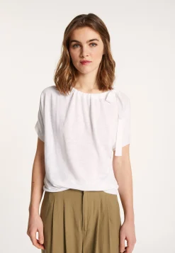 Montagut T-Shirts Et Débardeurs-T-shirt en lin flammé - Lise 02-Blanc