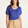 Montagut T-Shirts Et Débardeurs-T-shirt en lin flammé - Lola 48-Bleu roi