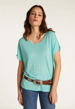Montagut T-Shirts Et Débardeurs-T-shirt en lin flammé - Lola 23-Vert clair