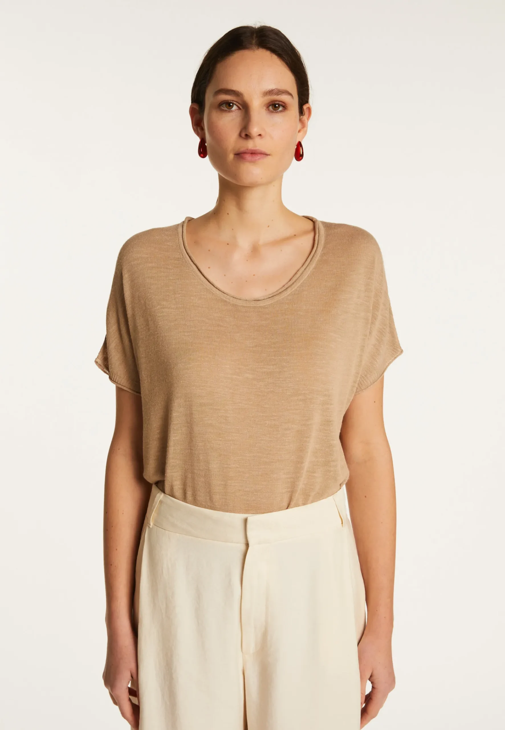 Montagut T-Shirts Et Débardeurs-T-shirt en lin flammé - Lola 13-Beige moyen