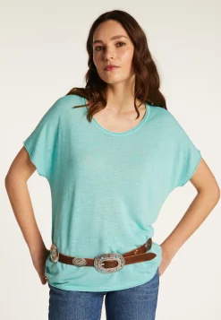 Montagut T-Shirts Et Débardeurs-T-shirt en lin flammé - Lola 23-Vert clair