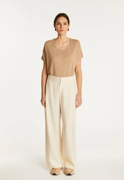Montagut T-Shirts Et Débardeurs-T-shirt en lin flammé - Lola 13-Beige moyen