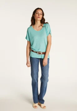 Montagut T-Shirts Et Débardeurs-T-shirt en lin flammé - Lola 23-Vert clair