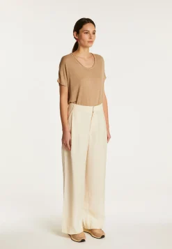 Montagut T-Shirts Et Débardeurs-T-shirt en lin flammé - Lola 13-Beige moyen