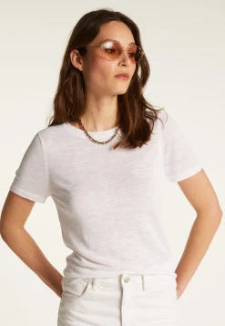 Montagut T-Shirts Et Débardeurs-T-shirt en lin flammé - Lucie 82-Ecru