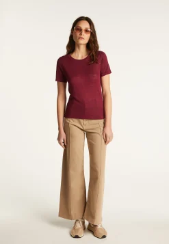 Montagut T-Shirts Et Débardeurs-T-shirt en lin flammé - Lucie 51-Bordeaux