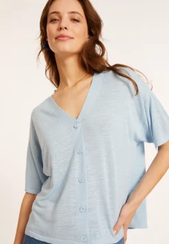Montagut T-Shirts Et Débardeurs-T-shirt en lin flammé - Maddie 04-Bleu clair