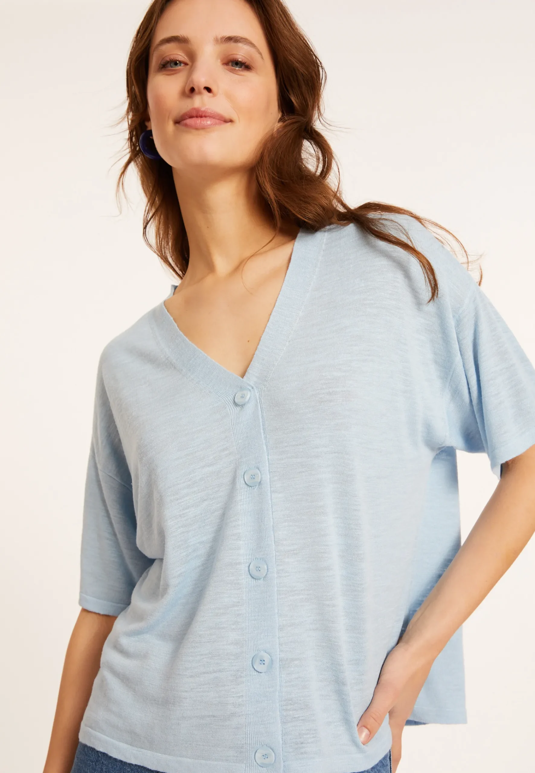 Montagut T-Shirts Et Débardeurs-T-shirt en lin flammé - Maddie 04-Bleu clair